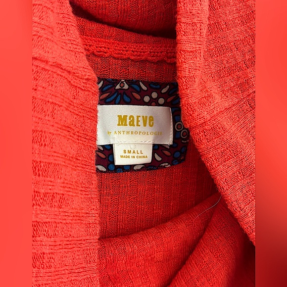 Excellent Condition | Anthropologie Maeve “Sunset Orange” Cowl Neck Long Sleeve - Picture 2 of 3